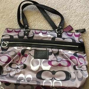 EUC Coach Logo Purple and Gray Tote Bag